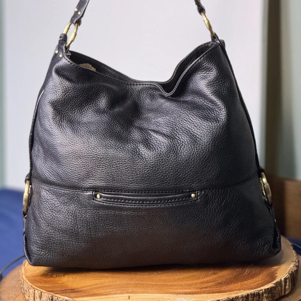 MICHAEL KORS Black Leather Hobo Shoulder Bag + Wallet | Gold Hardware EUC